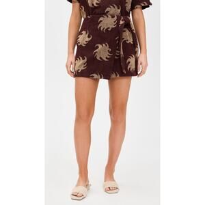 Oas Cove Wrap Brown Cotton Skirt Size XS / S